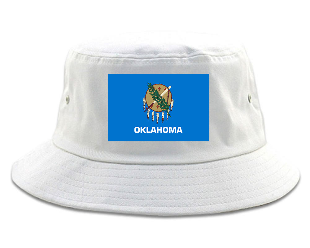 Oklahoma State Flag OK Chest Mens Bucket Hat White