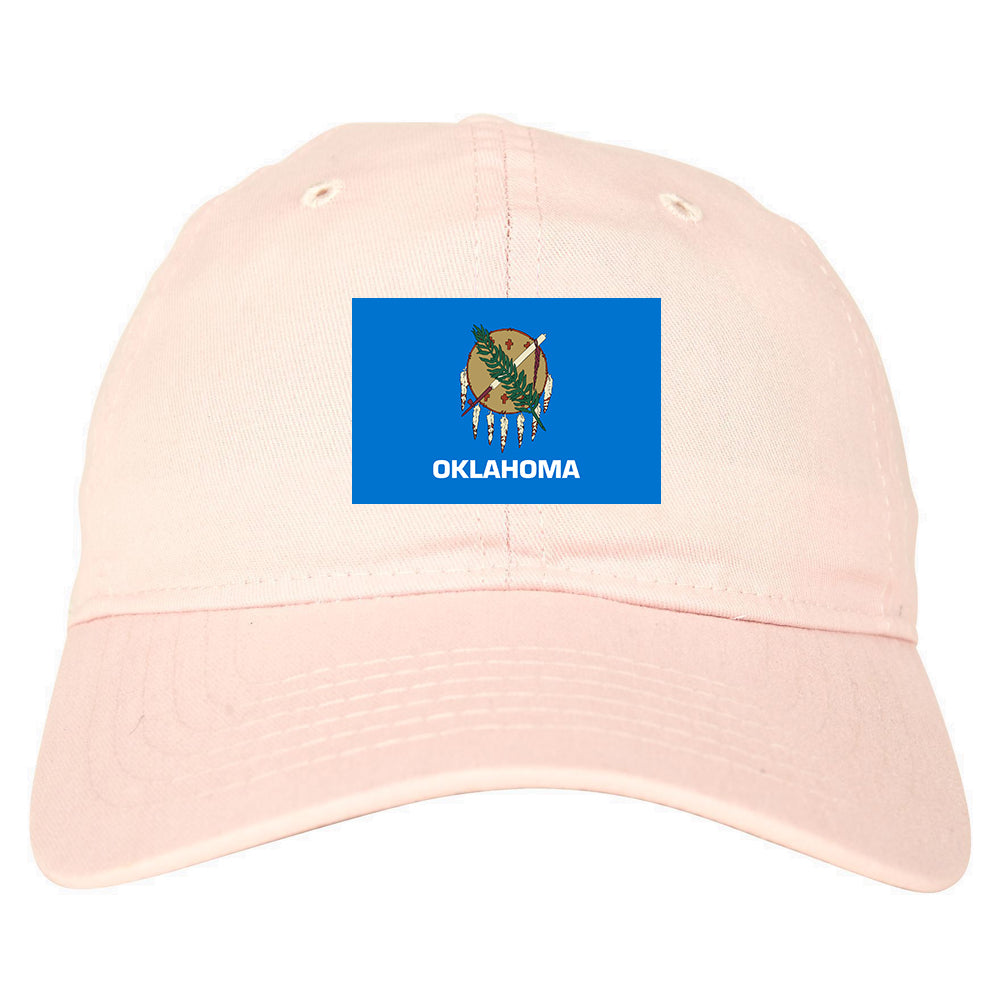 Oklahoma State Flag OK Chest Mens Dad Hat Pink