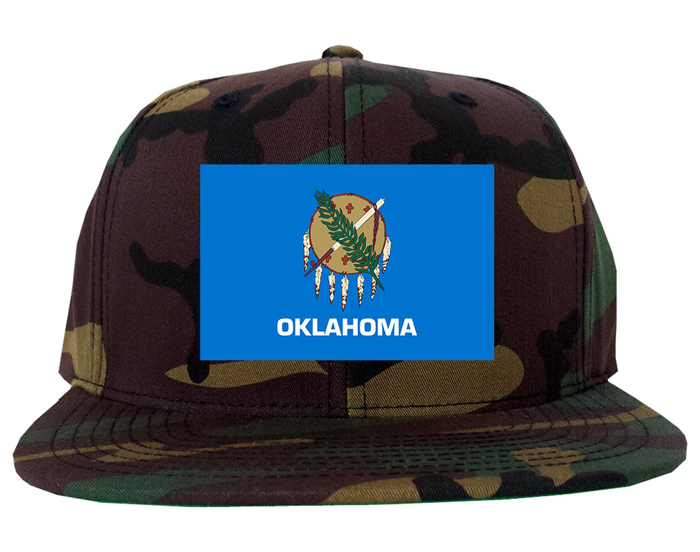 Oklahoma State Flag OK Chest Mens Snapback Hat Army Camo