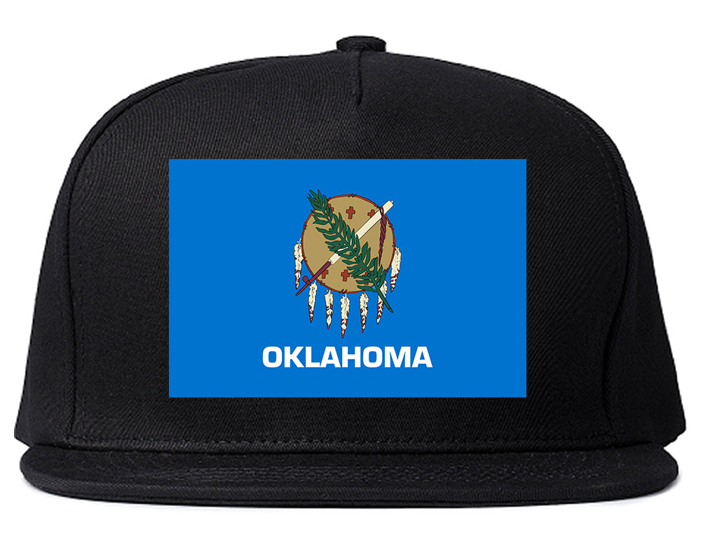 Oklahoma State Flag OK Chest Mens Snapback Hat Black