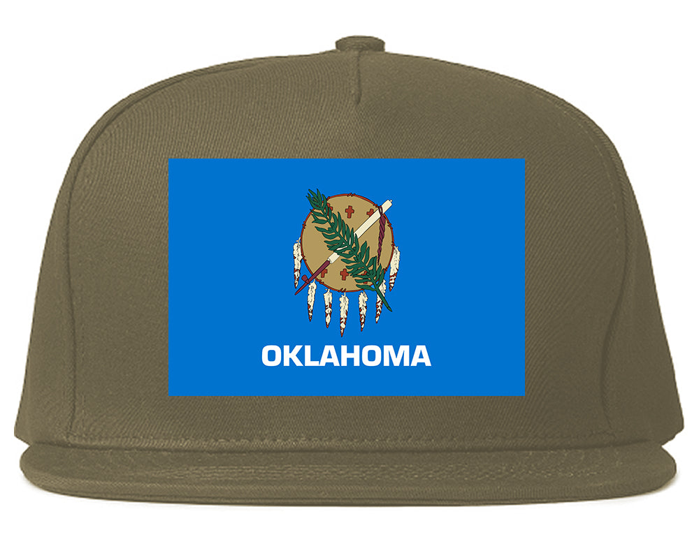 Oklahoma State Flag OK Chest Mens Snapback Hat Grey