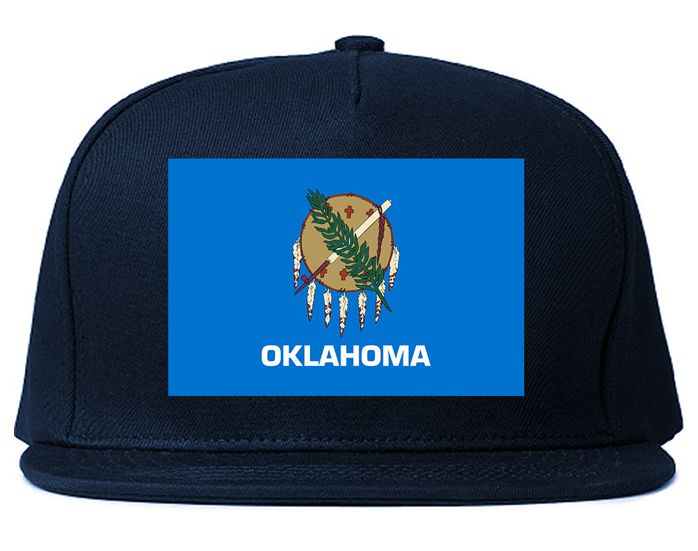 Oklahoma State Flag OK Chest Mens Snapback Hat Navy Blue