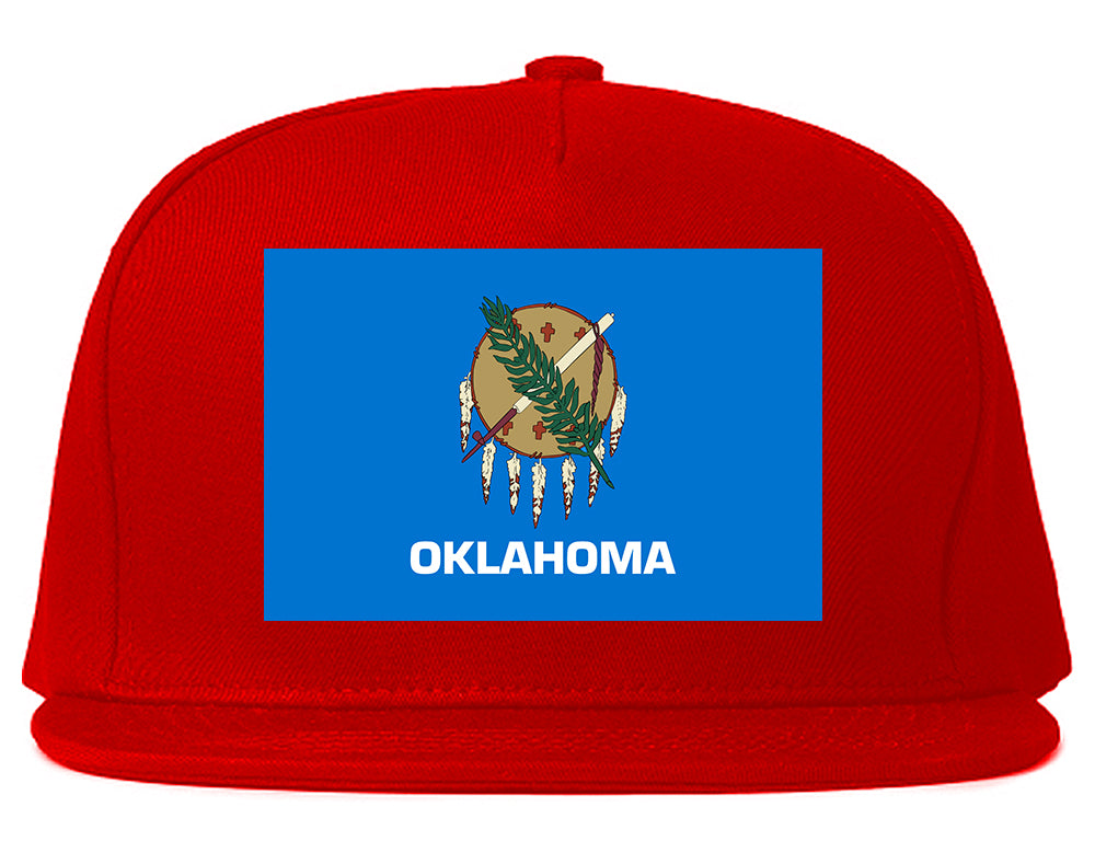 Oklahoma State Flag OK Chest Mens Snapback Hat Red