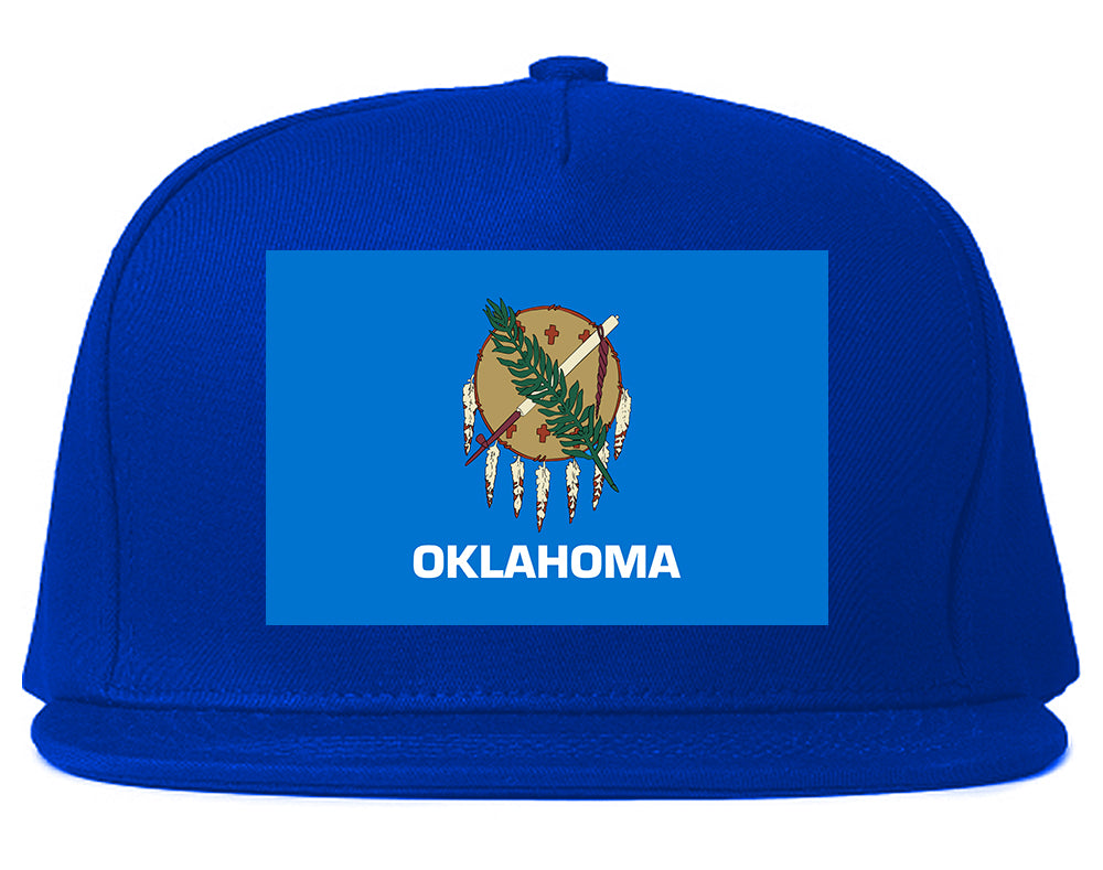 Oklahoma State Flag OK Chest Mens Snapback Hat Royal Blue