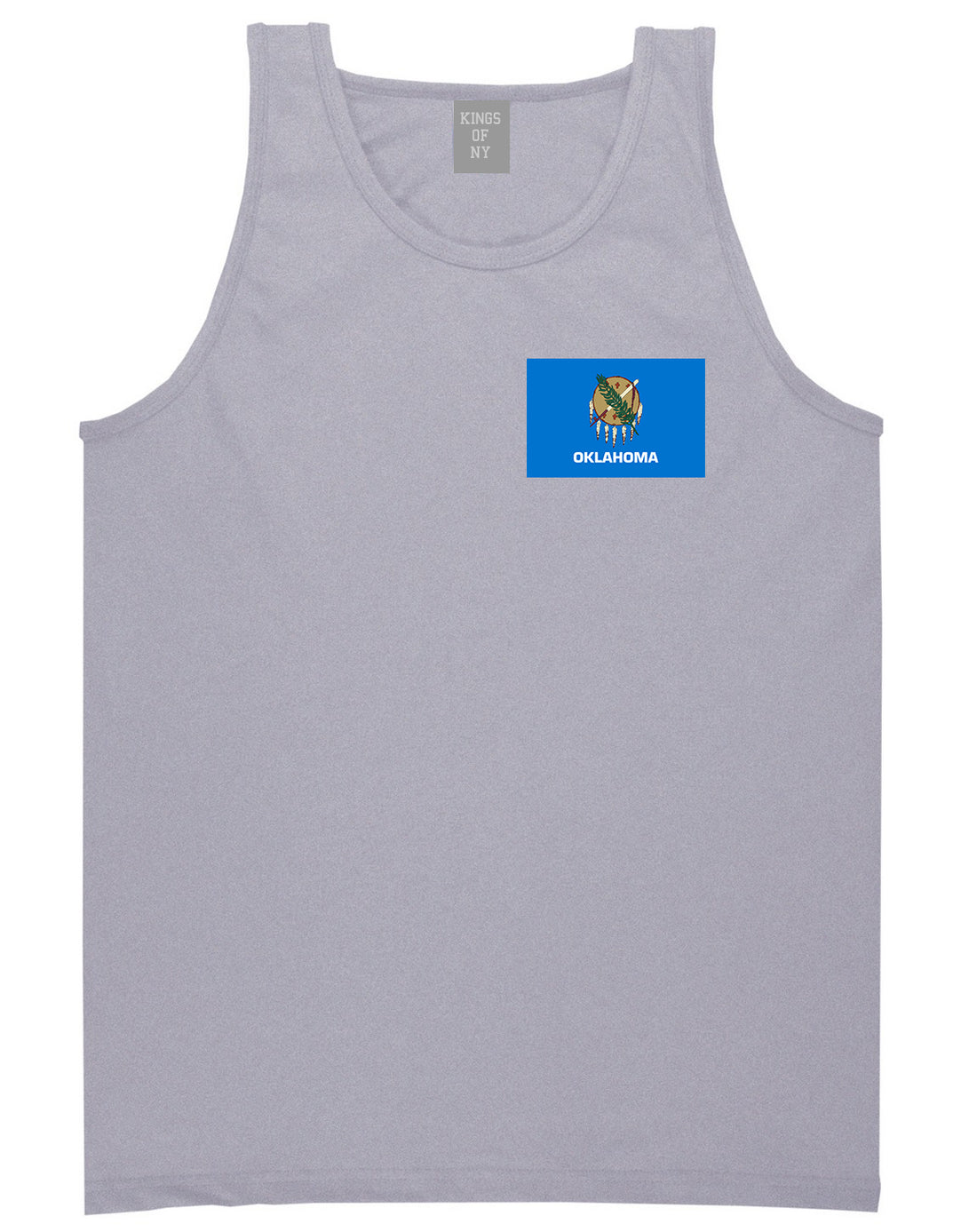 Oklahoma State Flag OK Chest Mens Tank Top T-Shirt Grey