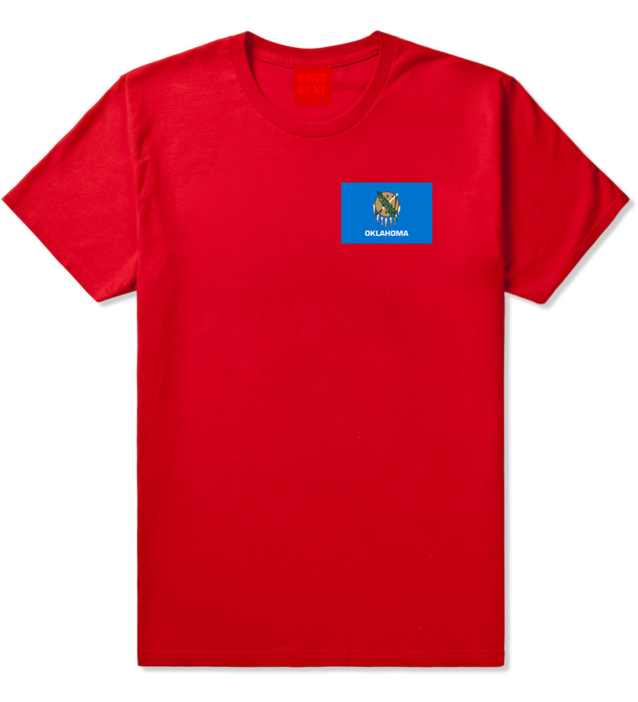 Oklahoma State Flag OK Chest Mens T-Shirt Red