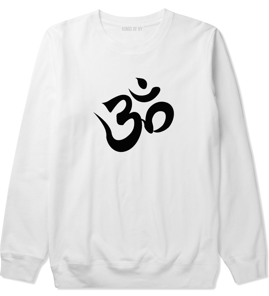 Om Ohm Symbol White Crewneck Sweatshirt by Kings Of NY