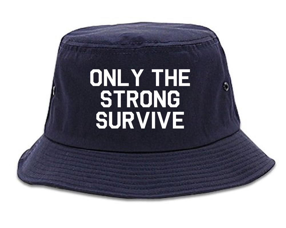 Only The Strong Survive Mens Bucket Hat Navy Blue