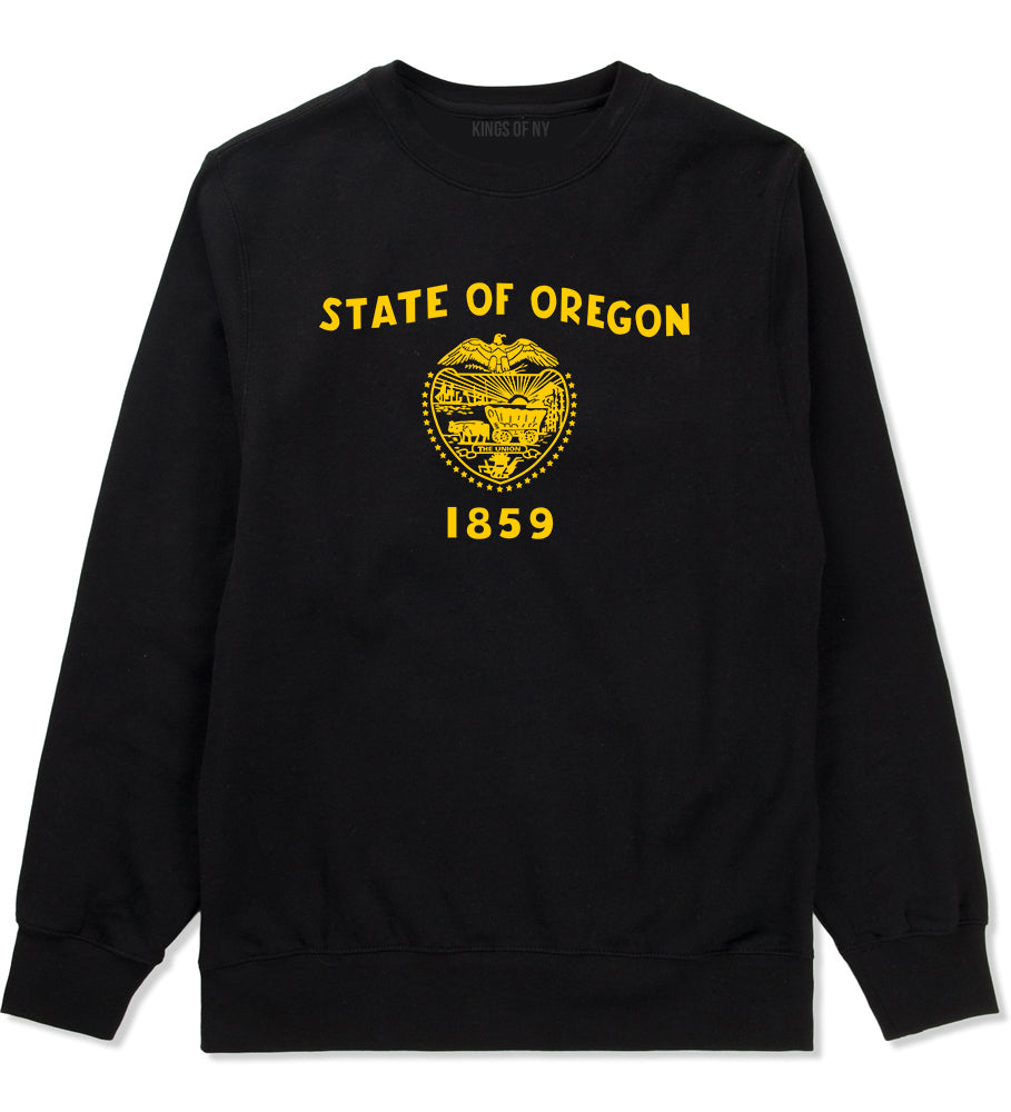 Oregon State Flag GRAPHIC Mens Crewneck Sweatshirt Black