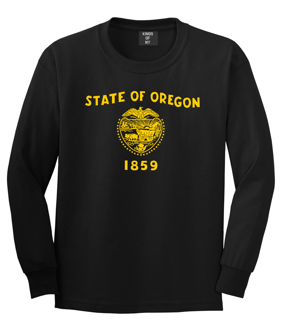 Oregon State Flag GRAPHIC Mens Long Sleeve T-Shirt Black