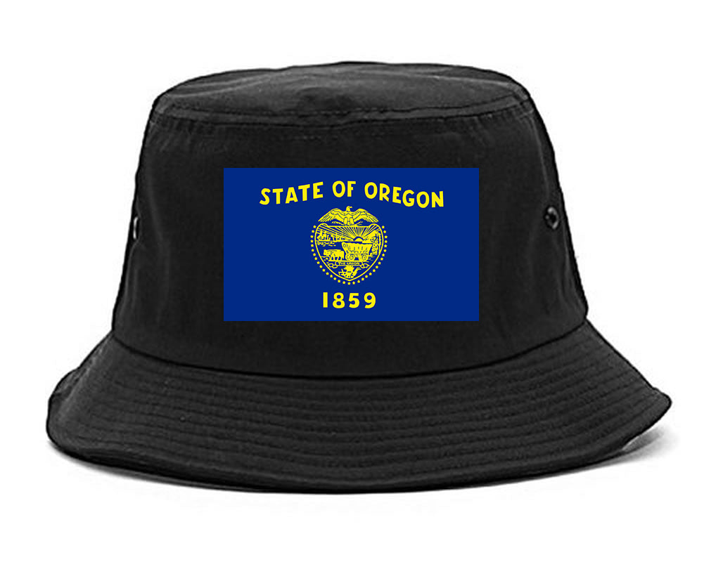Oregon State Flag OR Chest Mens Bucket Hat Black