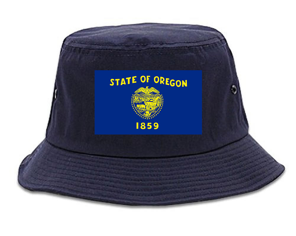 Oregon State Flag OR Chest Mens Bucket Hat Navy Blue