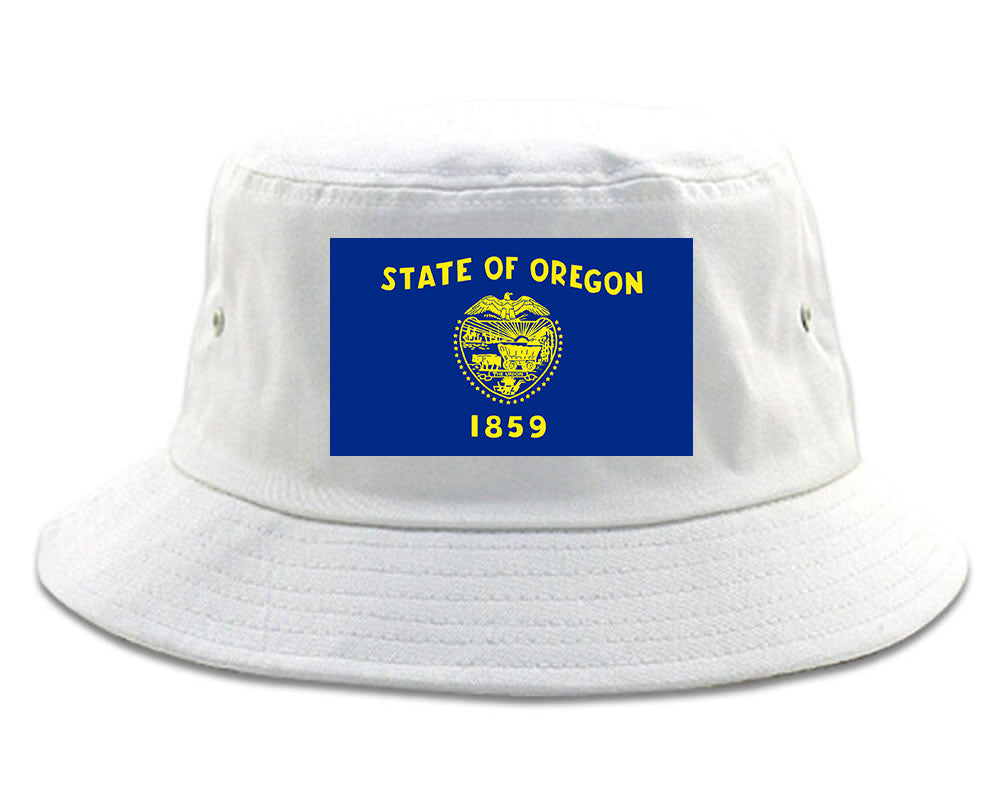 Oregon State Flag OR Chest Mens Bucket Hat White