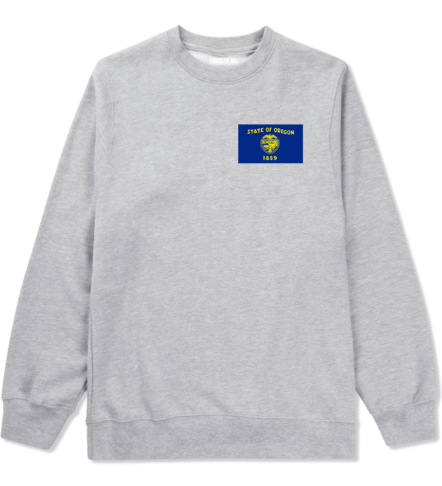 Oregon State Flag OR Chest Mens Crewneck Sweatshirt Grey