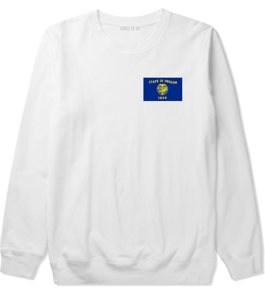 Oregon State Flag OR Chest Mens Crewneck Sweatshirt White