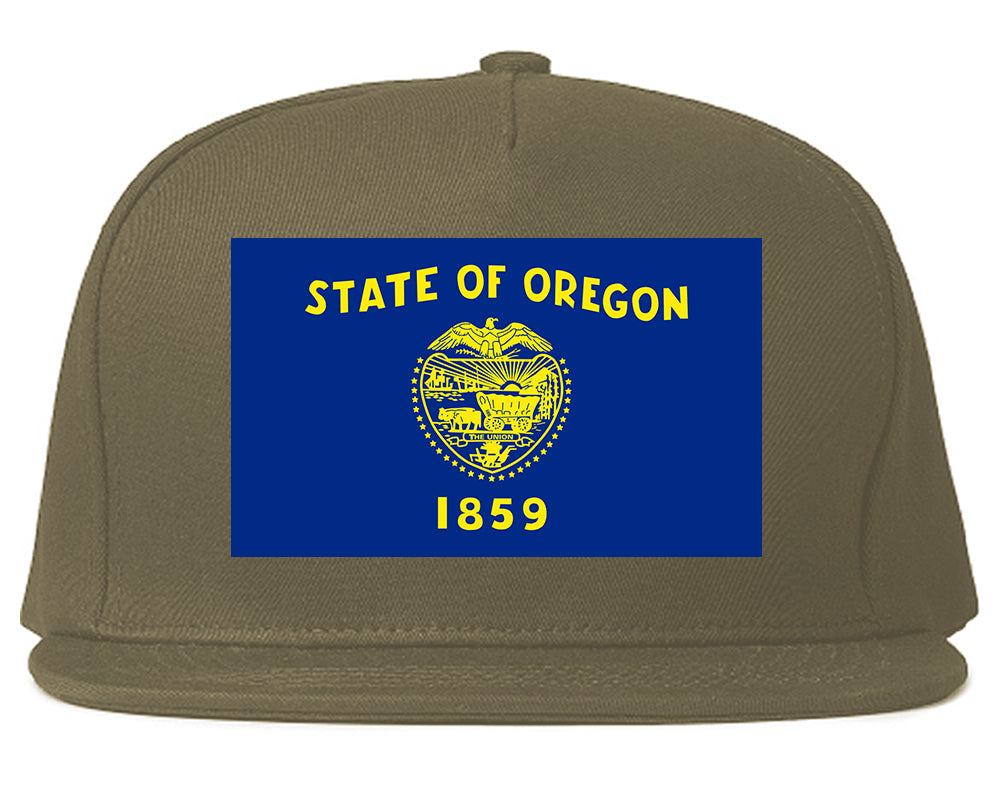 Oregon State Flag OR Chest Mens Snapback Hat Grey