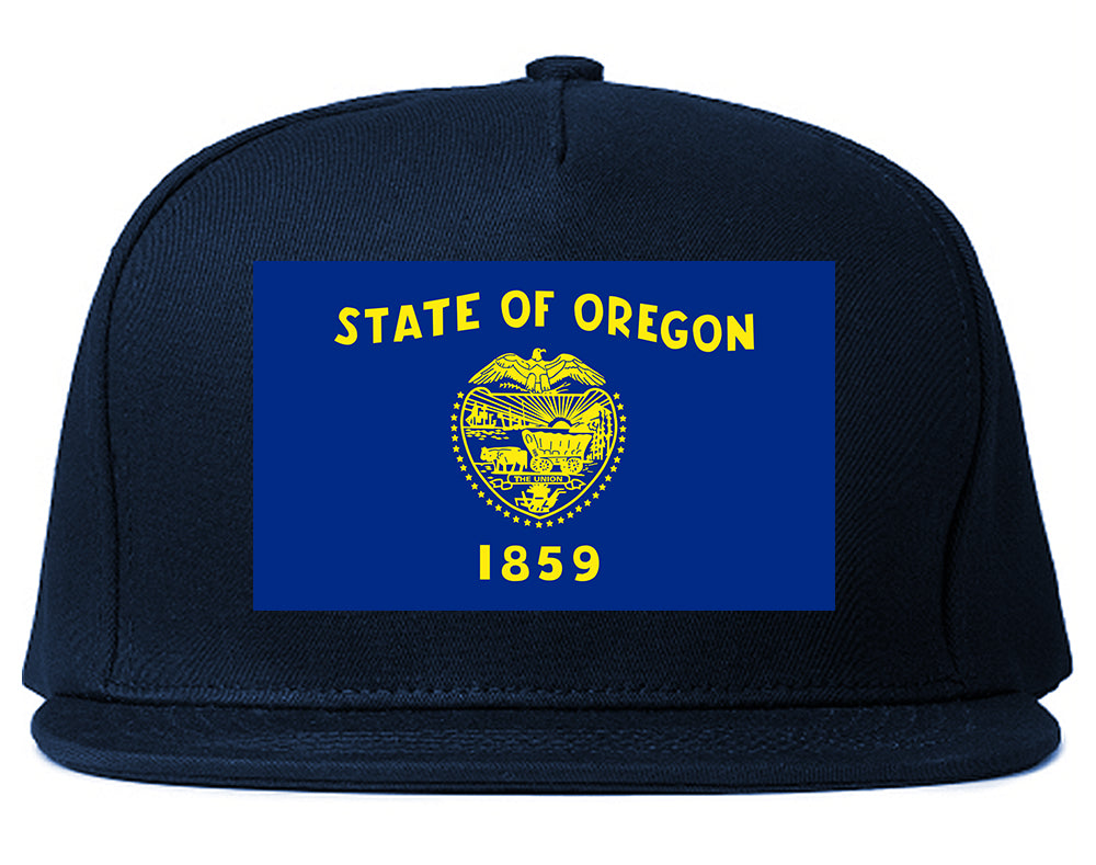 Oregon State Flag OR Chest Mens Snapback Hat Navy Blue