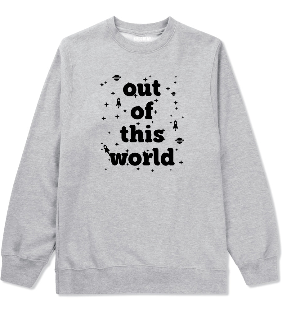 Out Of This World Space Galaxy Mens Crewneck Sweatshirt Grey by Kings Of NY