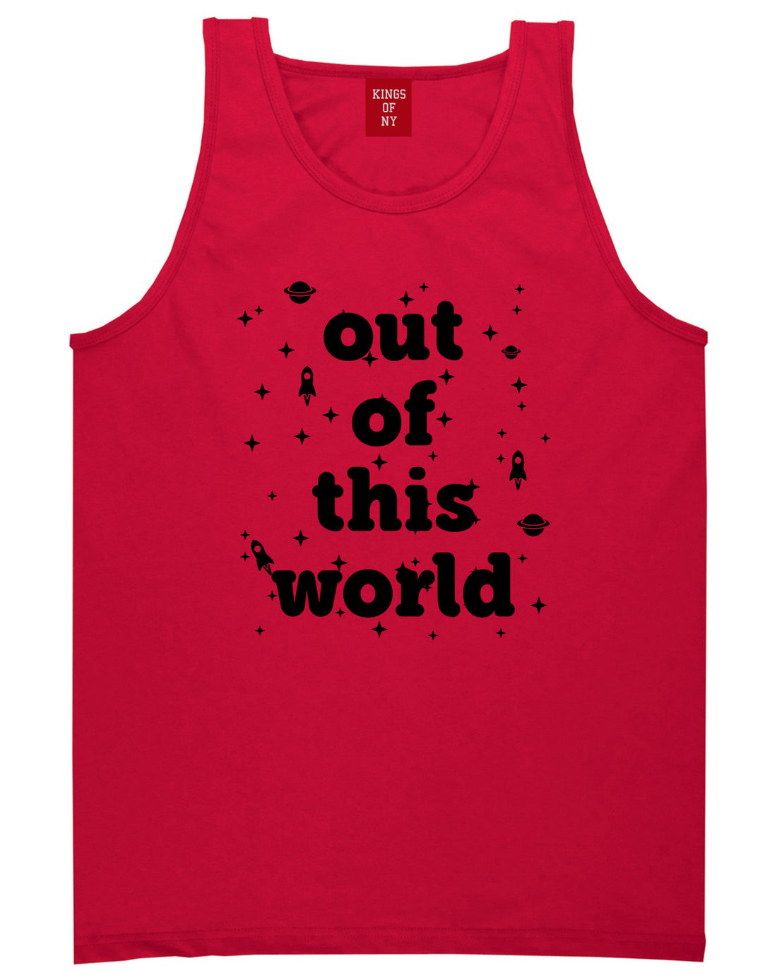 Out Of This World Space Galaxy Mens Tank Top Shirt Red by Kings Of NY