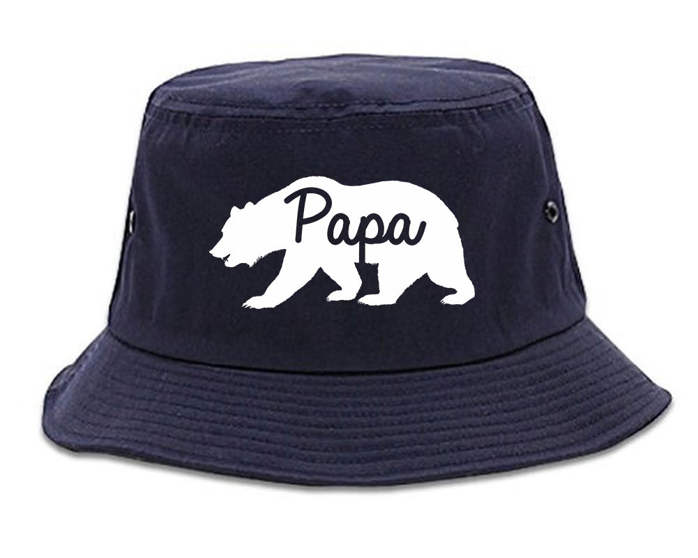 Papa Bear Mens Bucket Hat Navy Blue