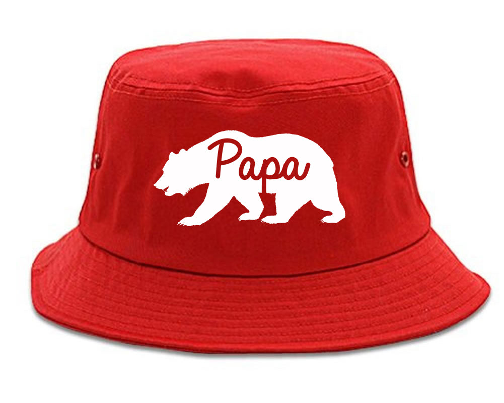 Papa Bear Mens Bucket Hat Red