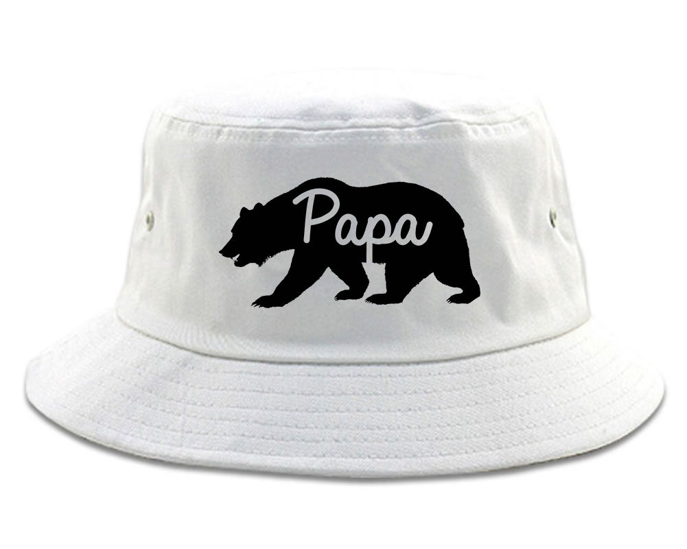 Papa Bear Mens Bucket Hat White