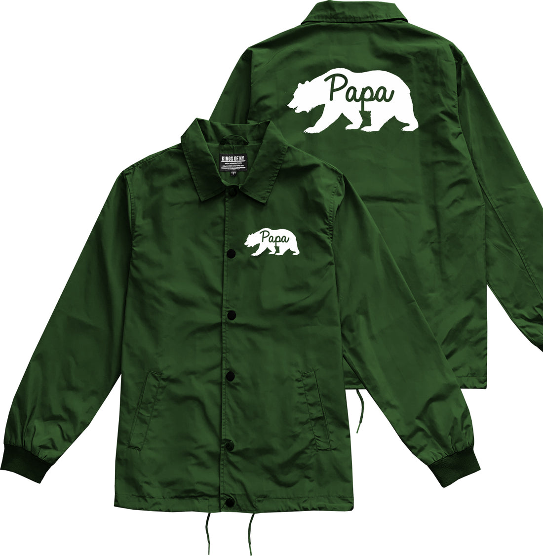 Papa Bear Mens Coaches Jacket Green by Kings Of NY