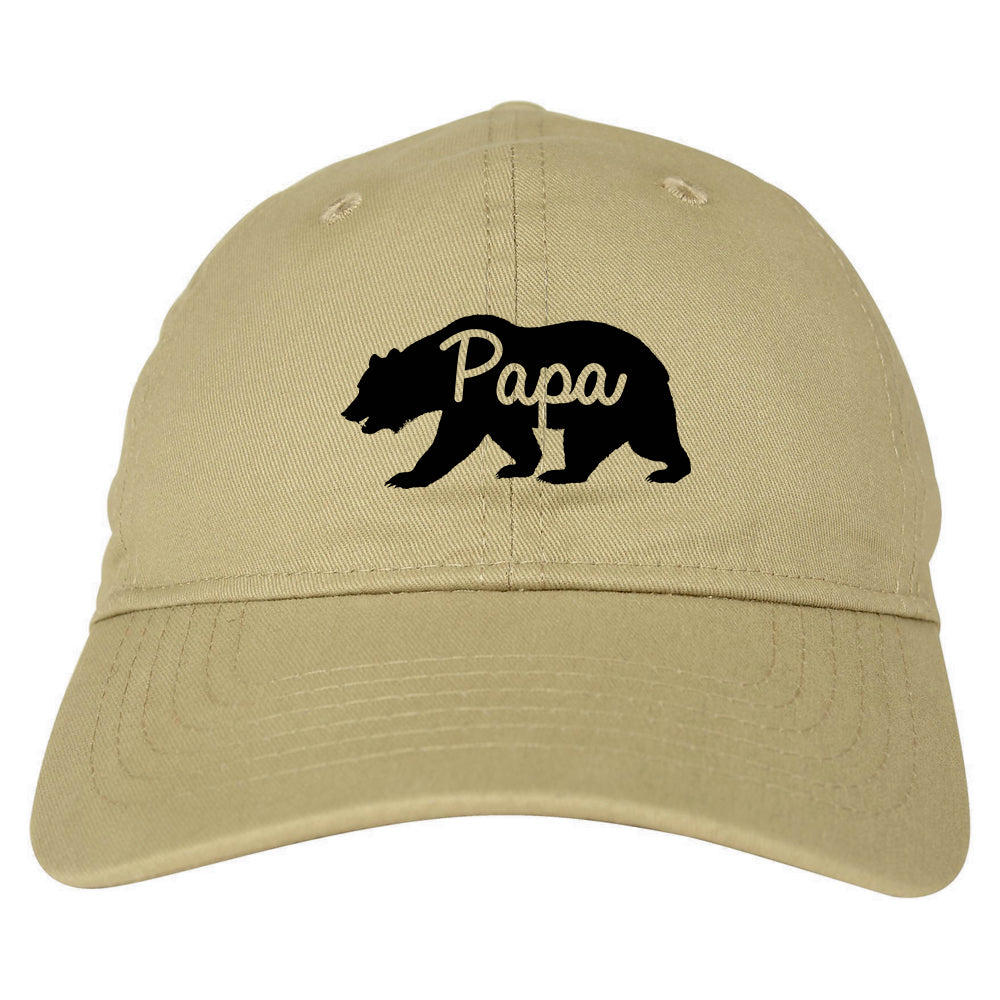 Papa Bear Mens Dad Hat Baseball Cap Tan