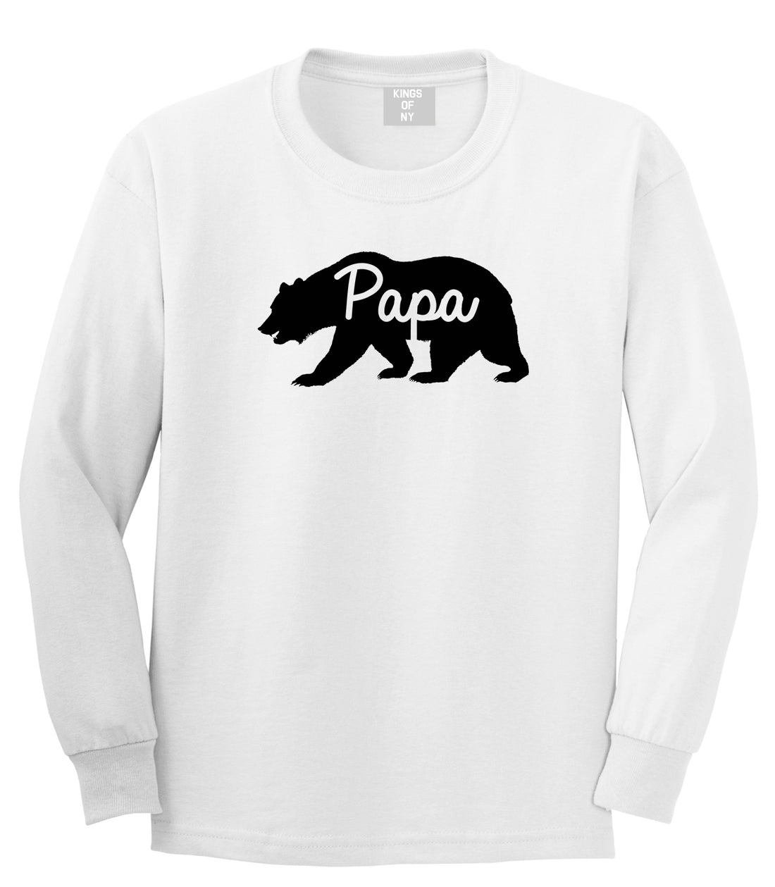 Papa Bear Mens Long Sleeve T-Shirt White by Kings Of NY
