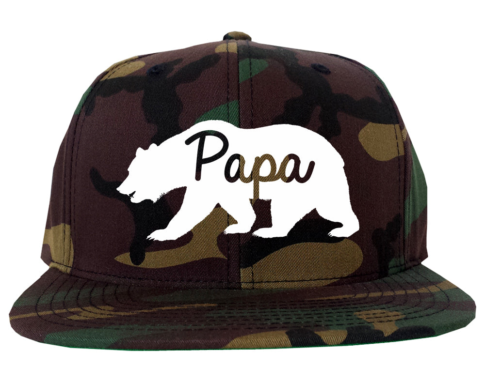 Papa Bear Mens Snapback Hat Camo