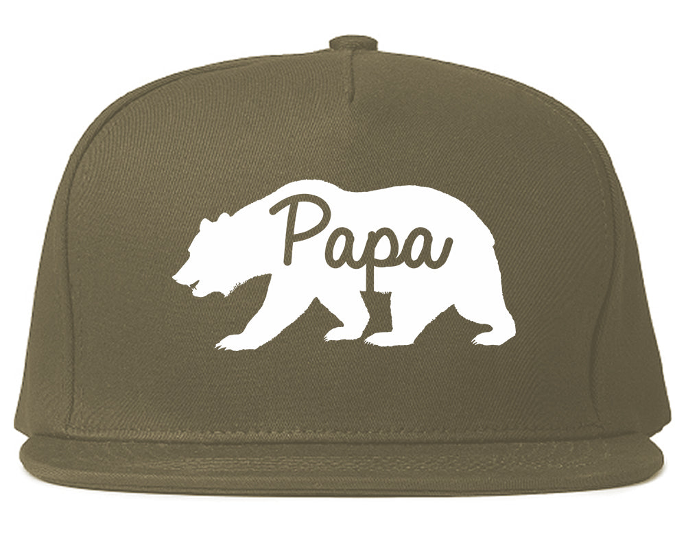 Papa Bear Mens Snapback Hat Grey