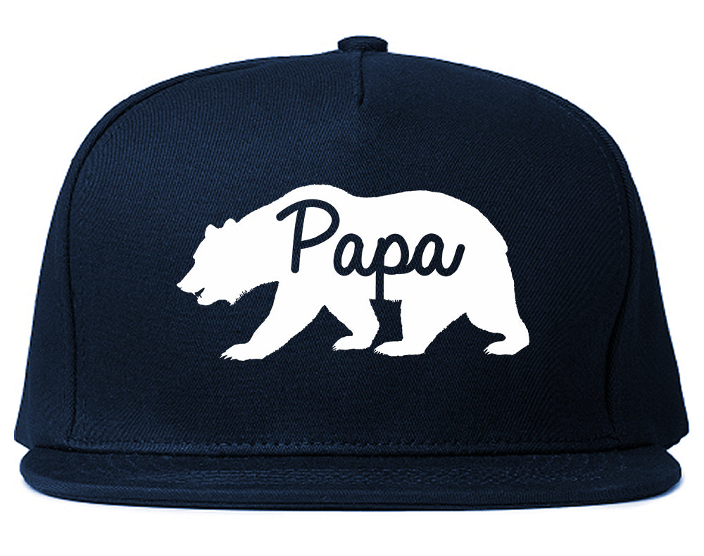 Papa Bear Mens Snapback Hat Navy Blue