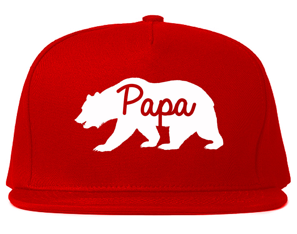 Papa Bear Mens Snapback Hat Red