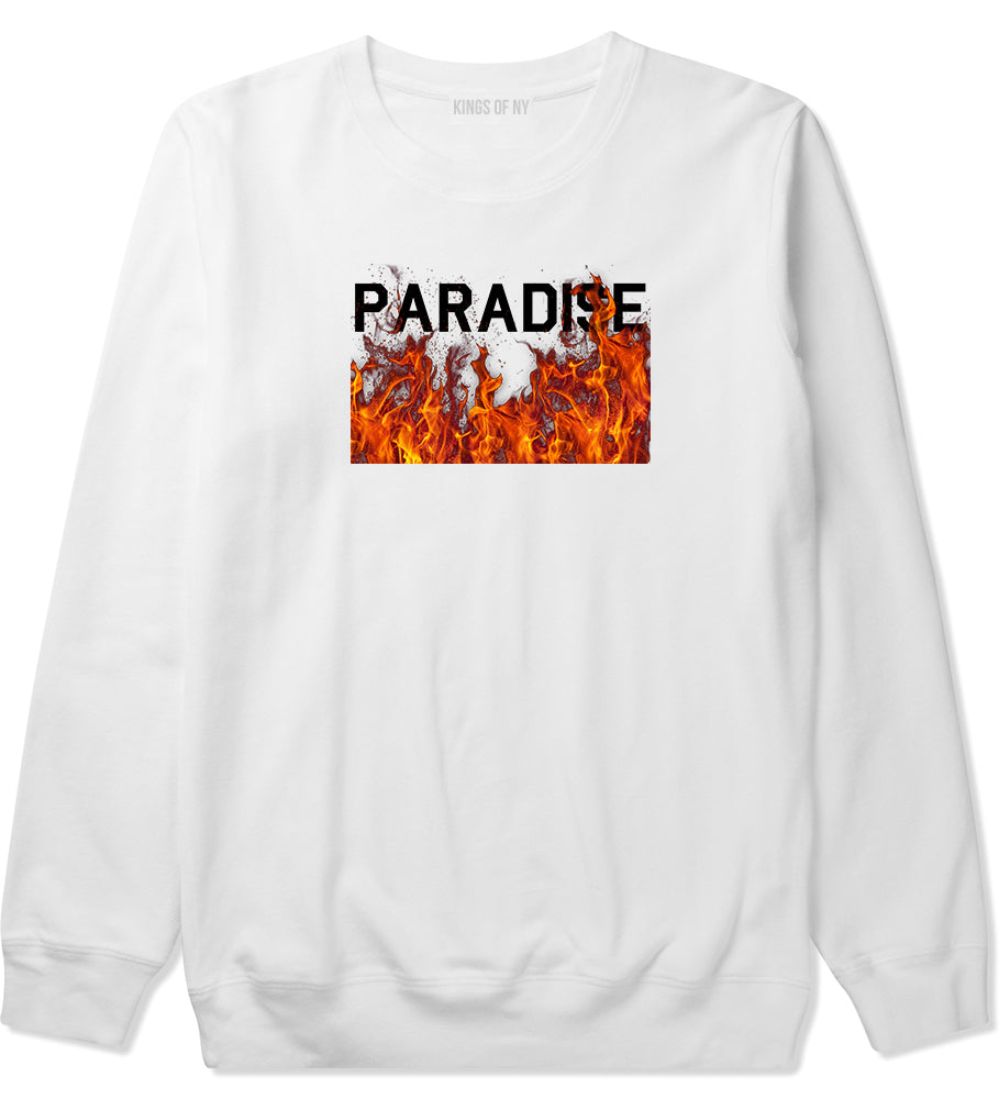 Paradise Fire Mens Crewneck Sweatshirt White by Kings Of NY