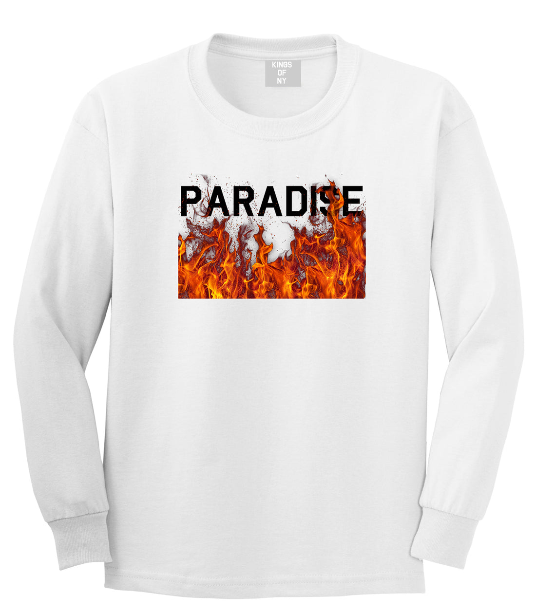 Paradise Fire Mens Long Sleeve T-Shirt White by Kings Of NY