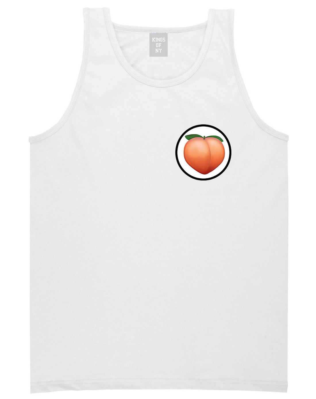 Peach_Emoji_Chest Mens White Tank Top Shirt by Kings Of NY