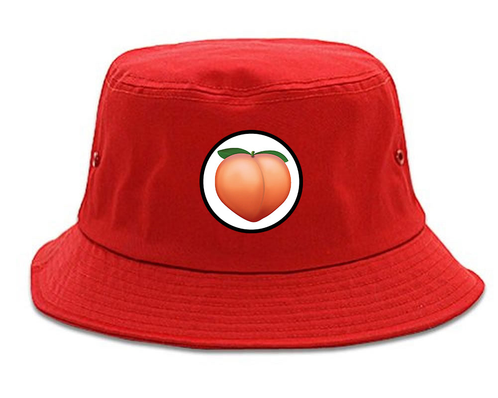 Peach_Emoji_Chest Mens Red Bucket Hat by Kings Of NY
