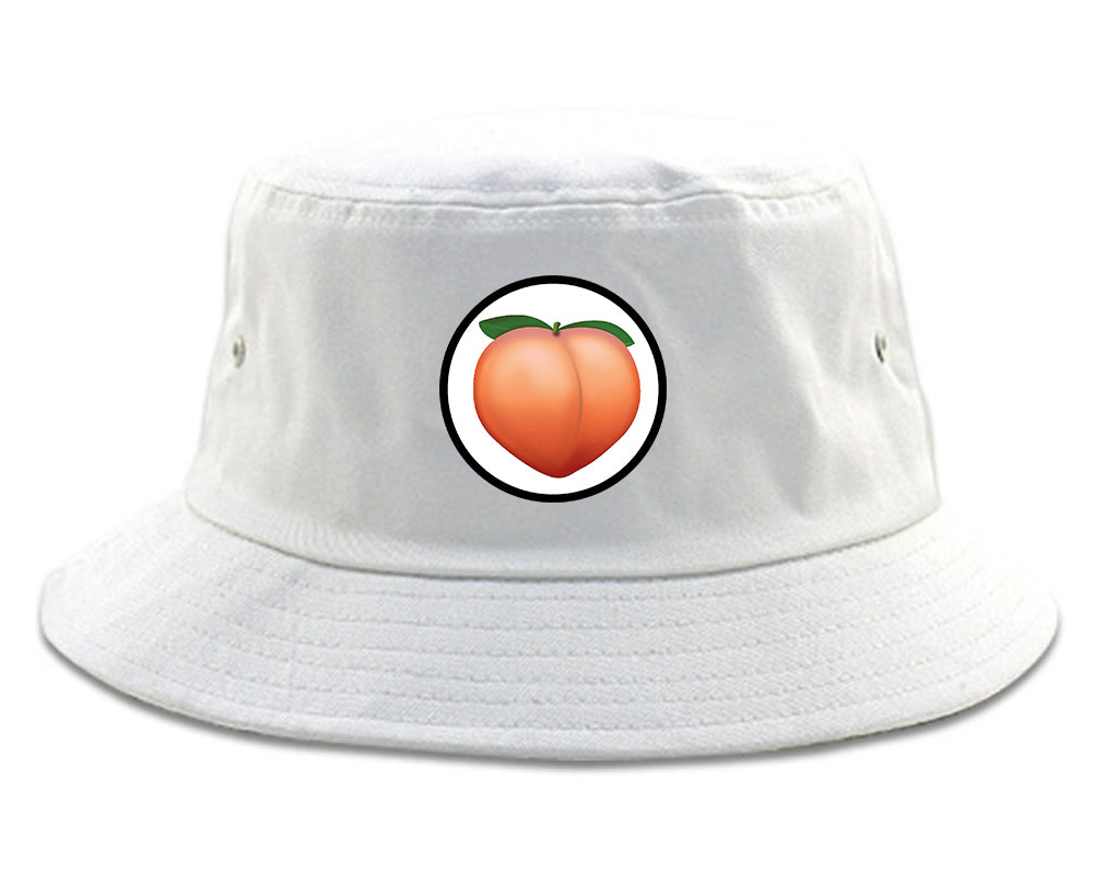 Peach_Emoji_Chest Mens White Bucket Hat by Kings Of NY