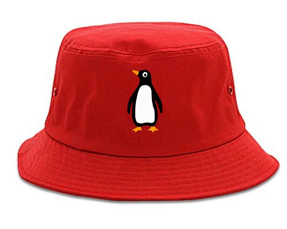 Penguin Animal Chest Mens Bucket Hat Red