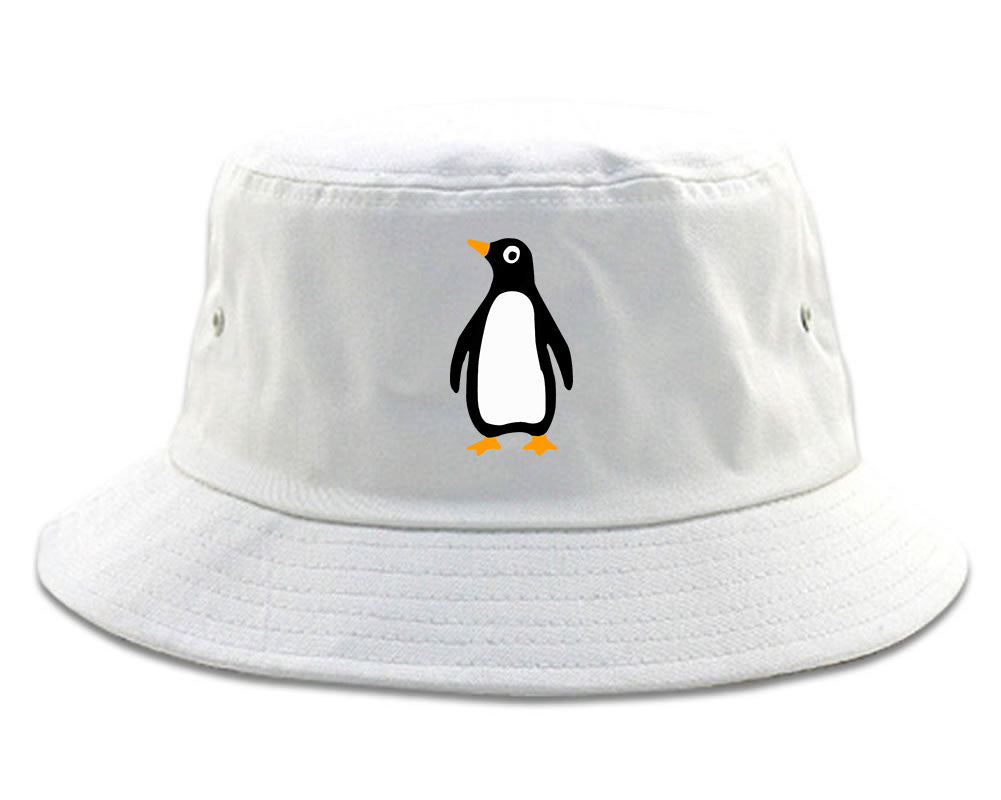 Penguin Animal Chest Mens Bucket Hat White