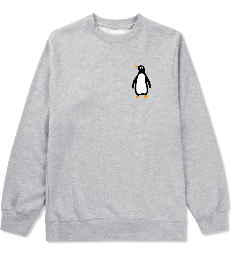 Penguin Animal Chest Mens Crewneck Sweatshirt Grey