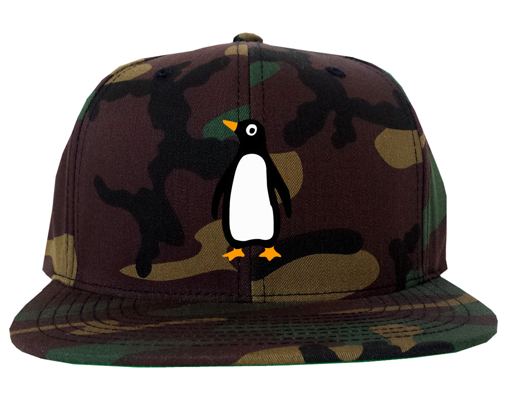 Penguin Animal Chest Mens Snapback Hat Army Camo