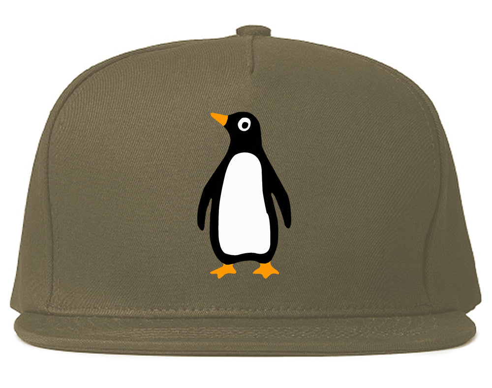 Penguin Animal Chest Mens Snapback Hat Grey