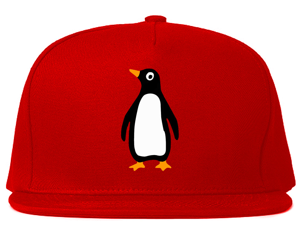 Penguin Animal Chest Mens Snapback Hat Red