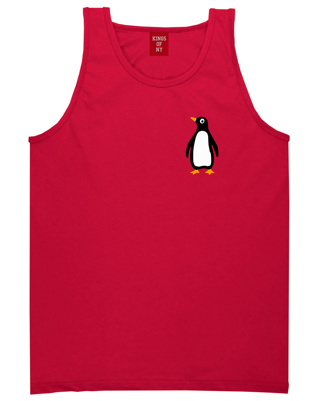 Penguin Animal Chest Mens Tank Top T-Shirt Red