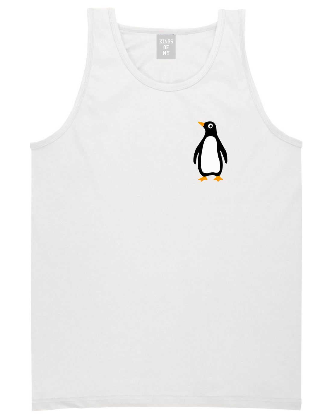 Penguin Animal Chest Mens Tank Top T-Shirt White