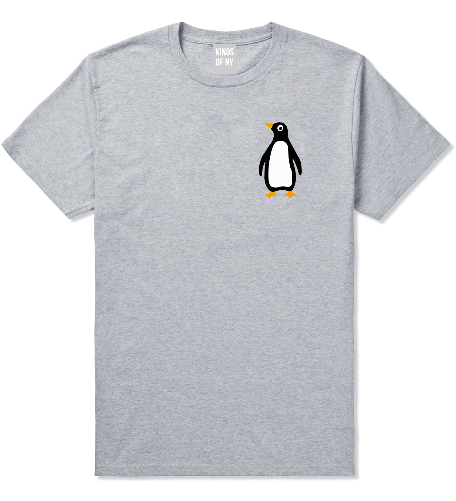 Penguin Animal Chest Mens T-Shirt Grey