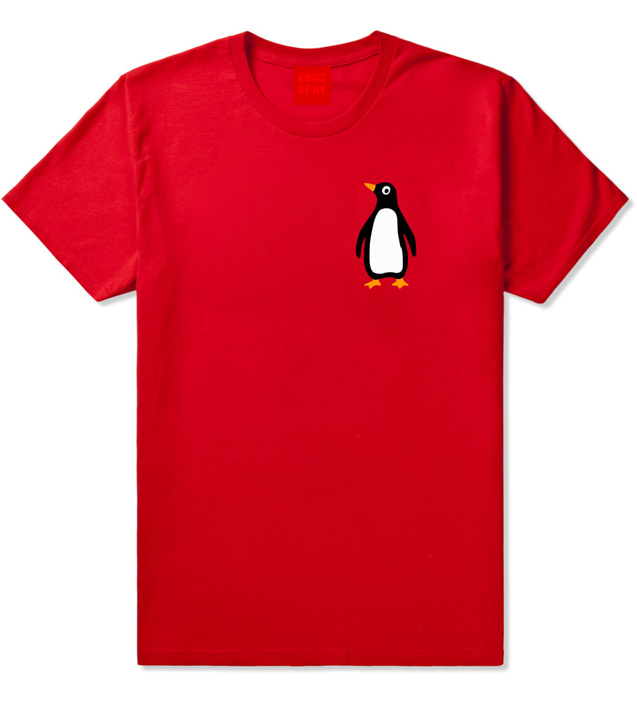 Penguin Animal Chest Mens T-Shirt Red