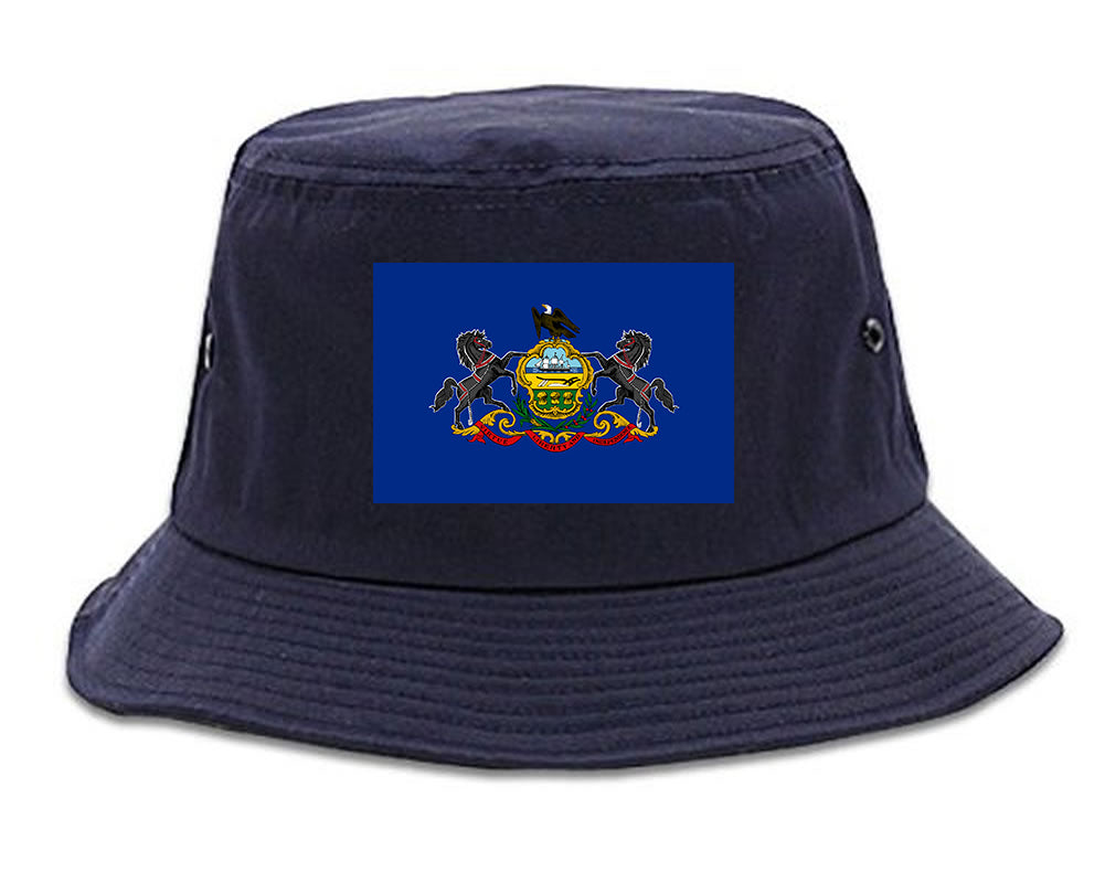Pennsylvania State Flag PA Chest Mens Bucket Hat Navy Blue