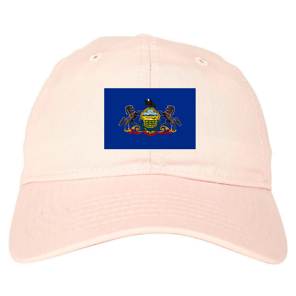 Pennsylvania State Flag PA Chest Mens Dad Hat Pink